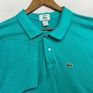 Vintage Izod Lacoste Polo Mens 2X Big Blue Teal Pique Crocodile Knit Preppy 90s